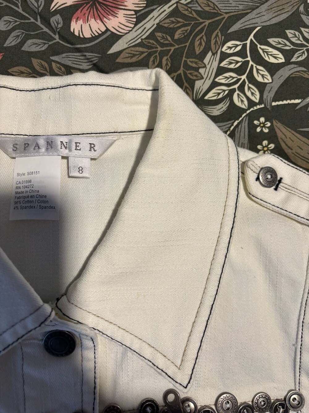 Spanner White Denim Vest with Studded Detail, Size 8 - Picture 7 of 10